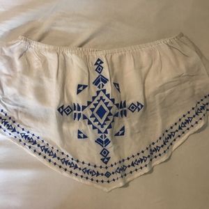 White and Blue Bandeau Crop Top